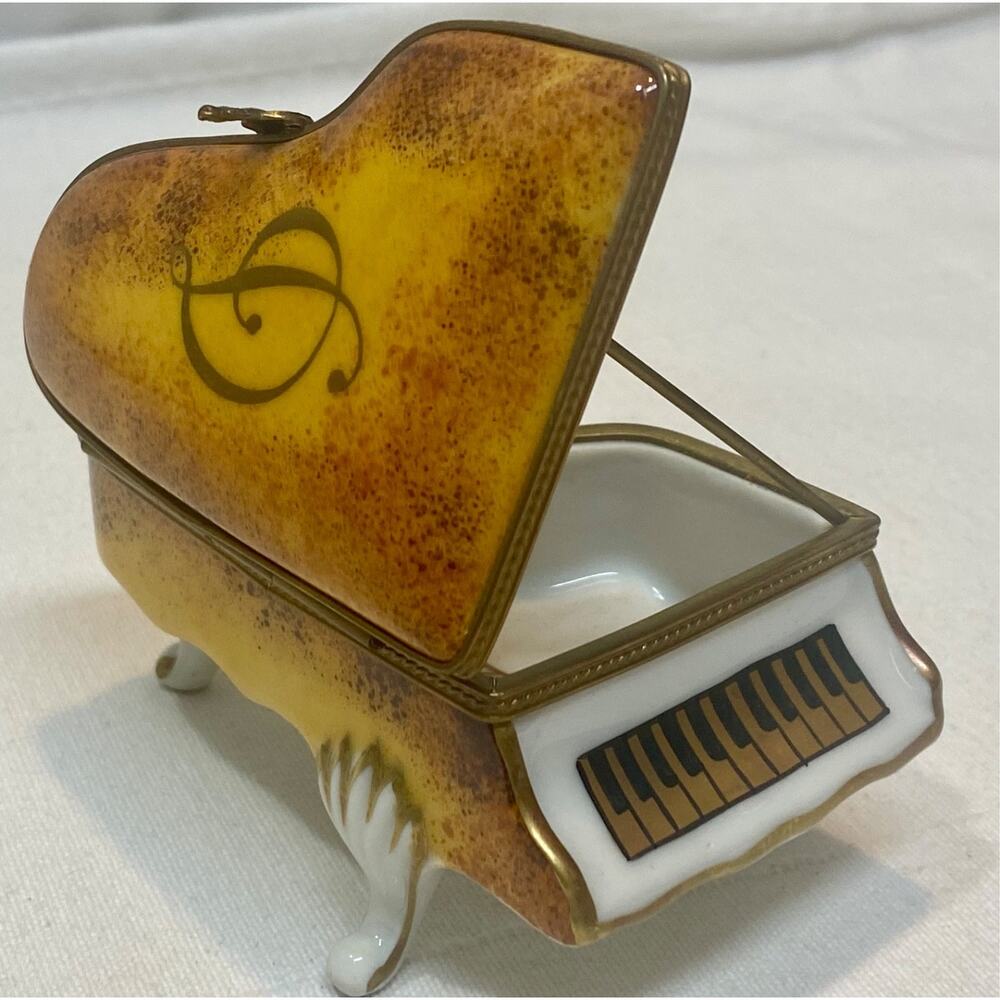 Vintage Limoges France Peint Main Piano Trinket Box Signed